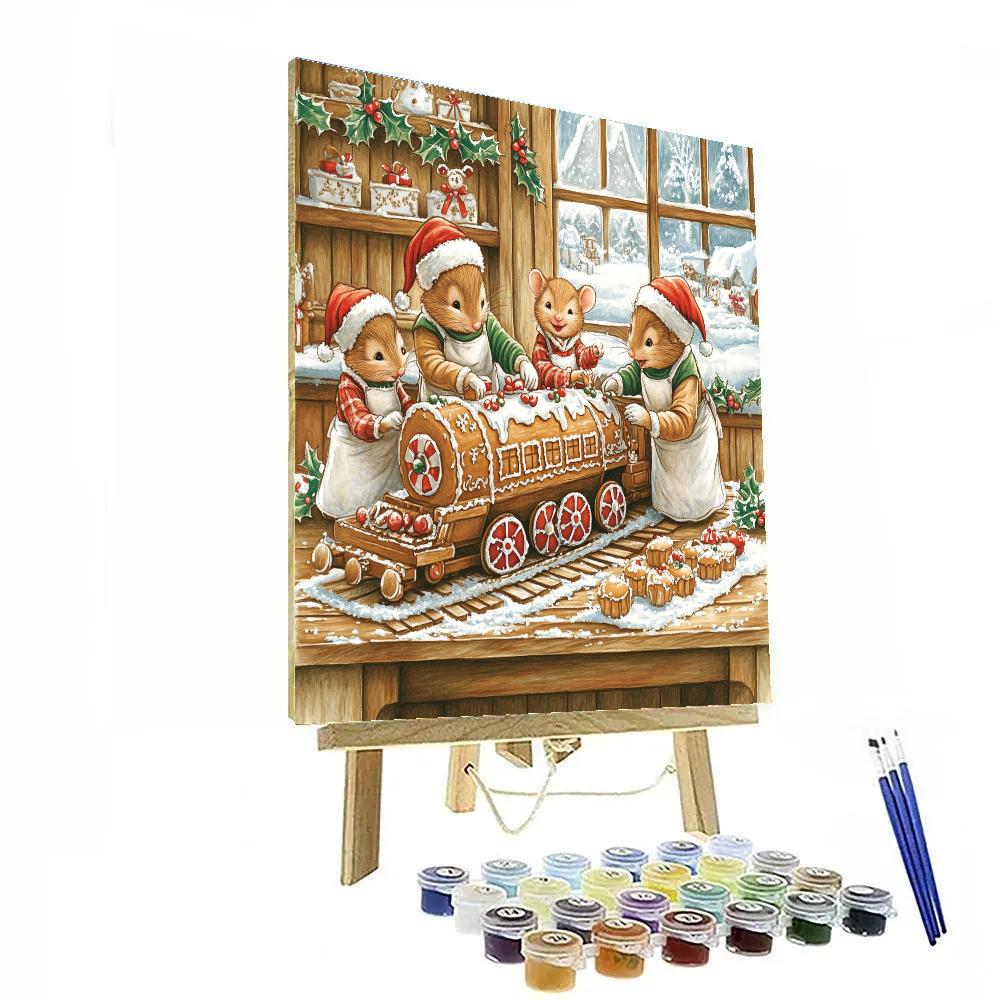 Mouse Family Gingerbread Workshop paint by numbers
