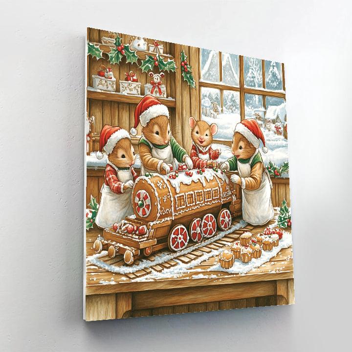 Mouse Family Gingerbread Workshop paint by numbers
