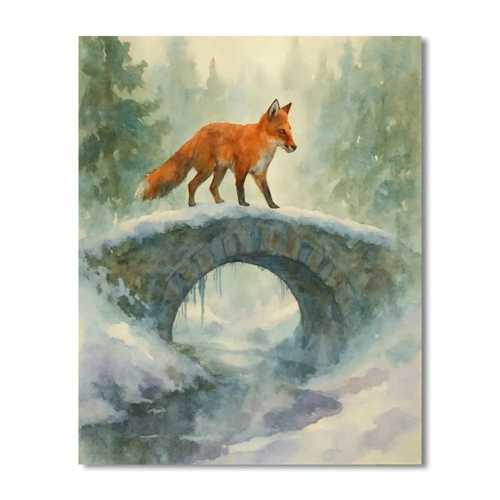Fox At The Frosted Bridge Painting by numbers kit