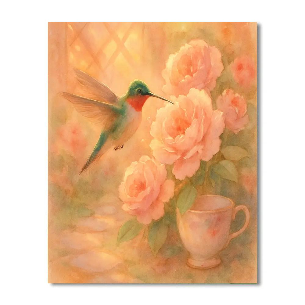 Hummingbird Tea Garden DIY paint by numbers
