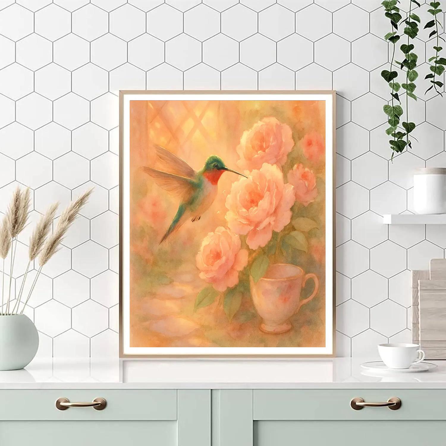 Hummingbird Tea Garden DIY paint by numbers