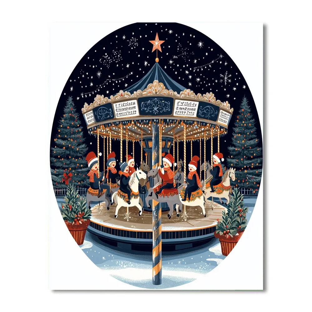 Starlight Carousel Carolers Painting by numbers kit
