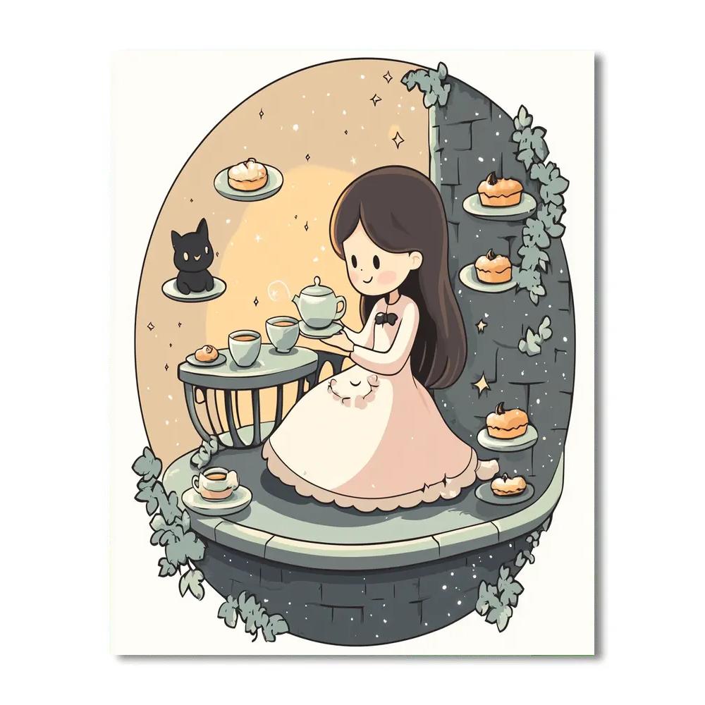 Haunted Tea Party At The Tower Numbered painting kits