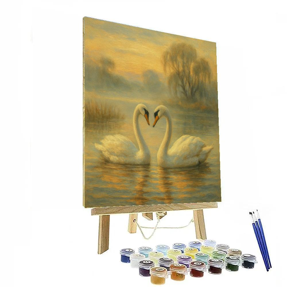 Misty Swan Embrace Painting by numbers kit