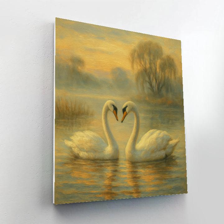 Misty Swan Embrace Painting by numbers kit