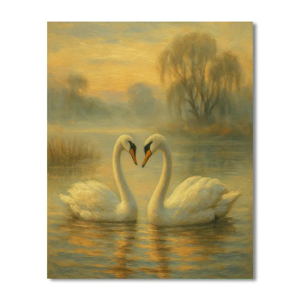 Misty Swan Embrace Painting by numbers kit