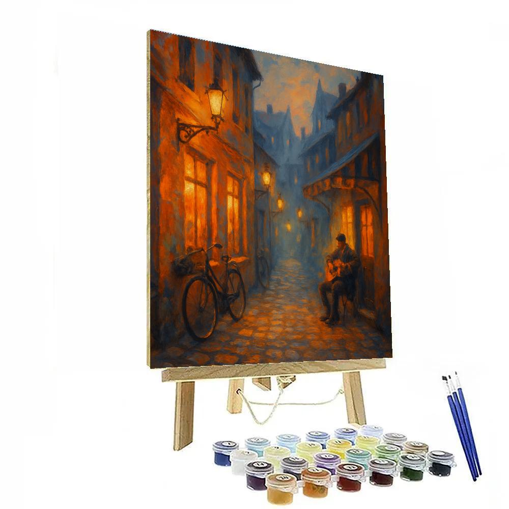 Lanterns Over Cobblestone Dusk paint by numbers