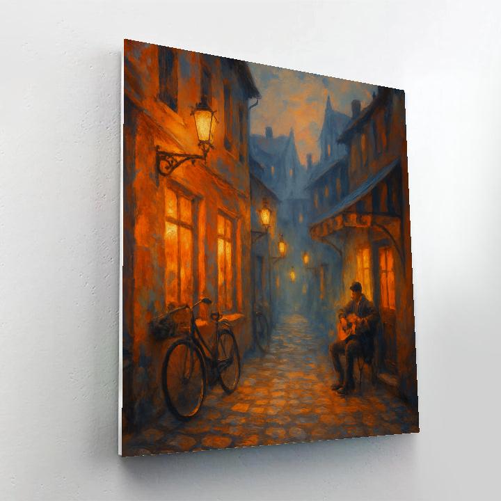 Lanterns Over Cobblestone Dusk paint by numbers