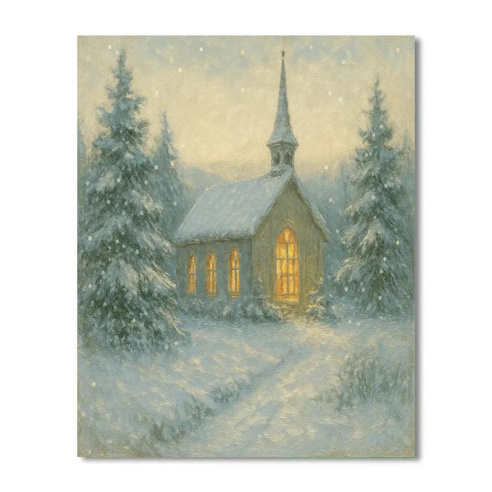 Silent Chapel In Snow DIY paint by numbers