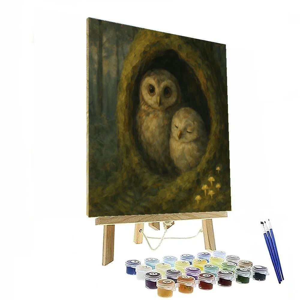 Forest Owl Lantern paint by number