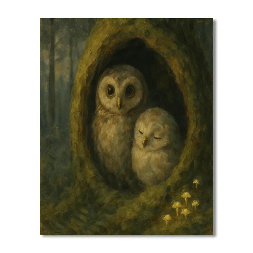 Forest Owl Lantern paint by number