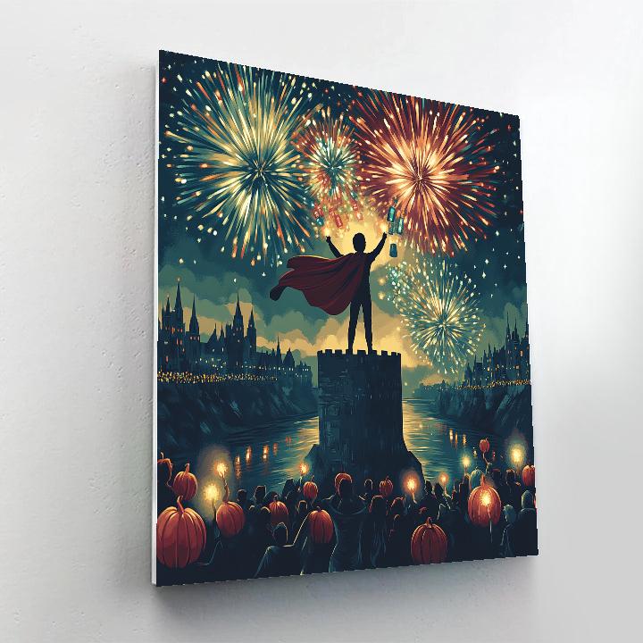 Spectral Fireworks Over The Castle Paint by numbers art