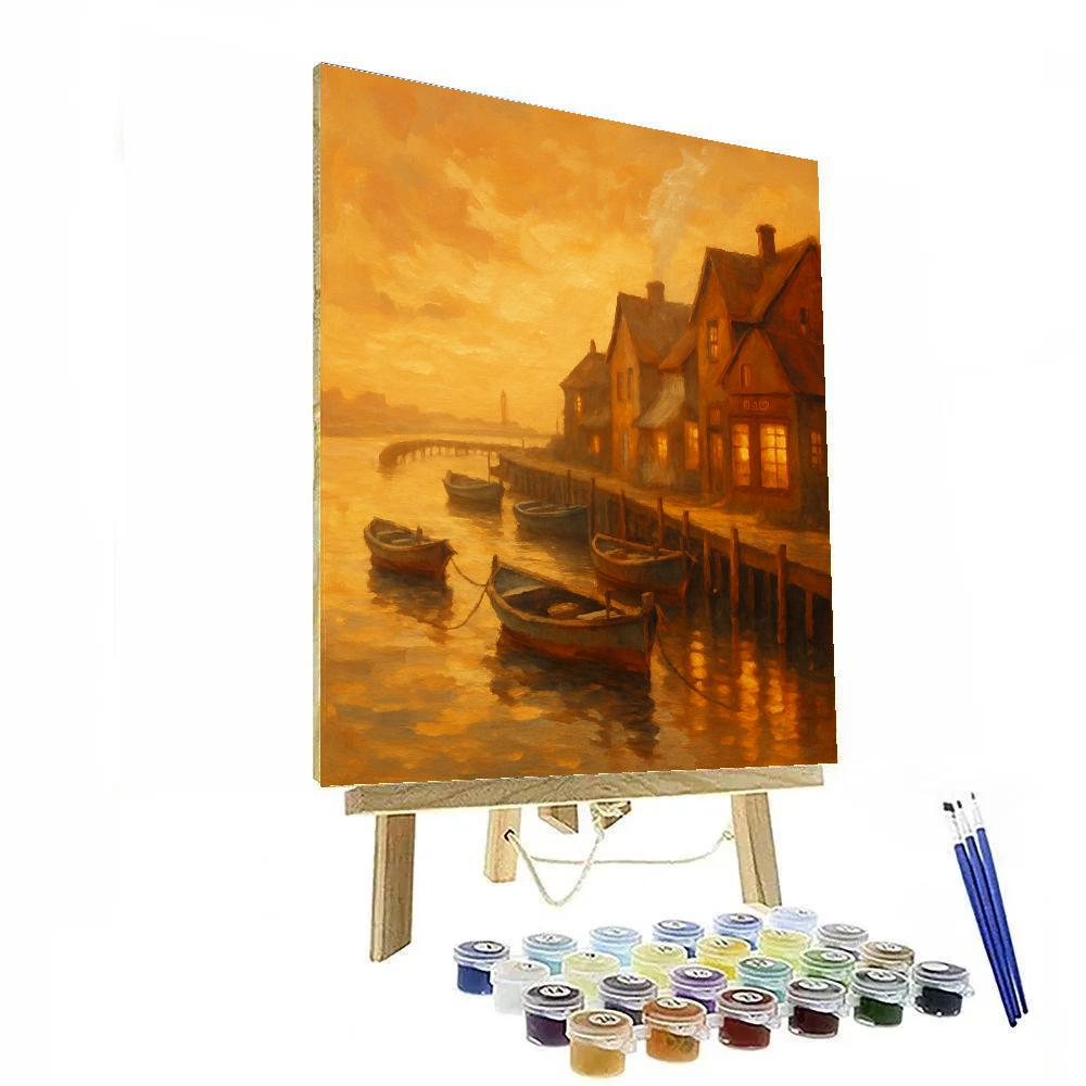 Harbor Tea And Sunset Boats Numbered painting kits