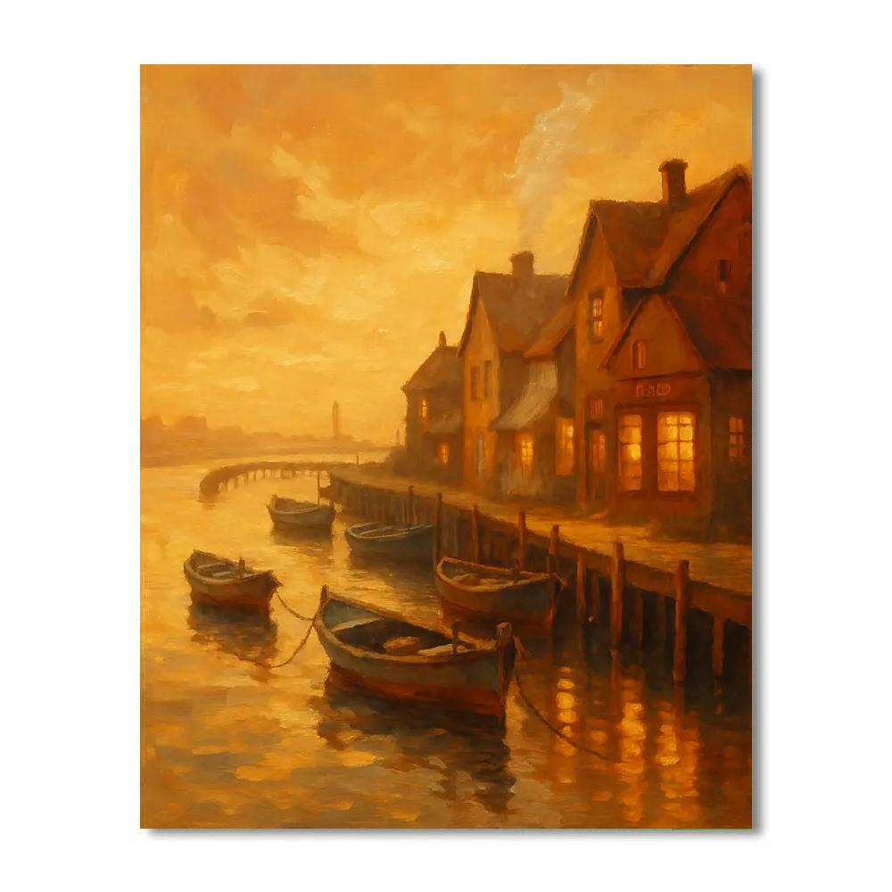 Harbor Tea And Sunset Boats Numbered painting kits