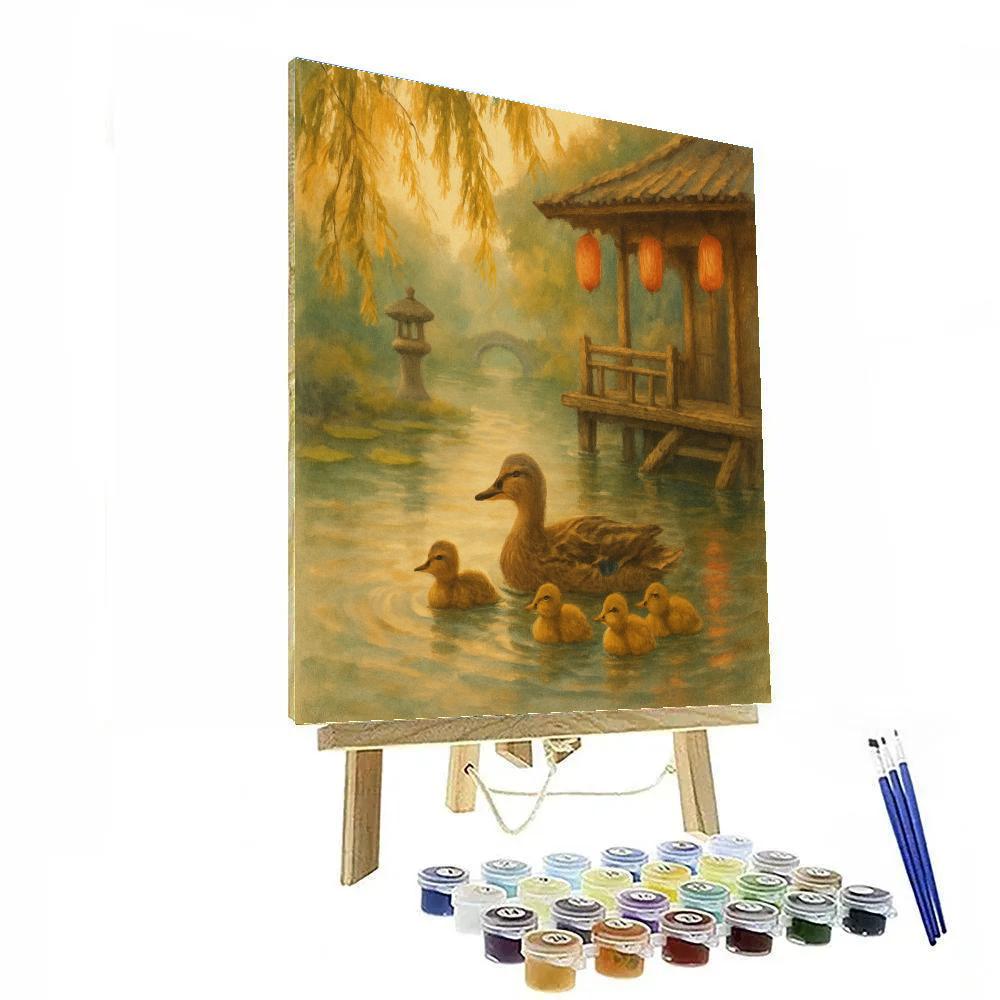 Ducks By The Teahouse Pond Paint by numbers art