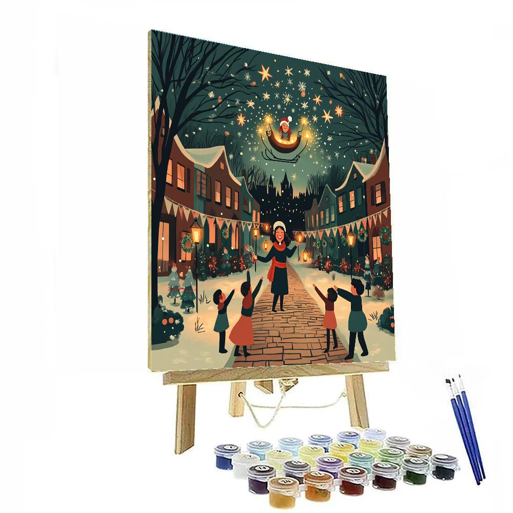 Midnight Sleigh Over Lantern Lane DIY paint by numbers