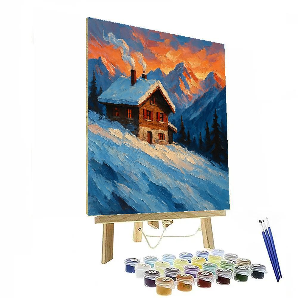Chalet At Copper Dusk paint by number