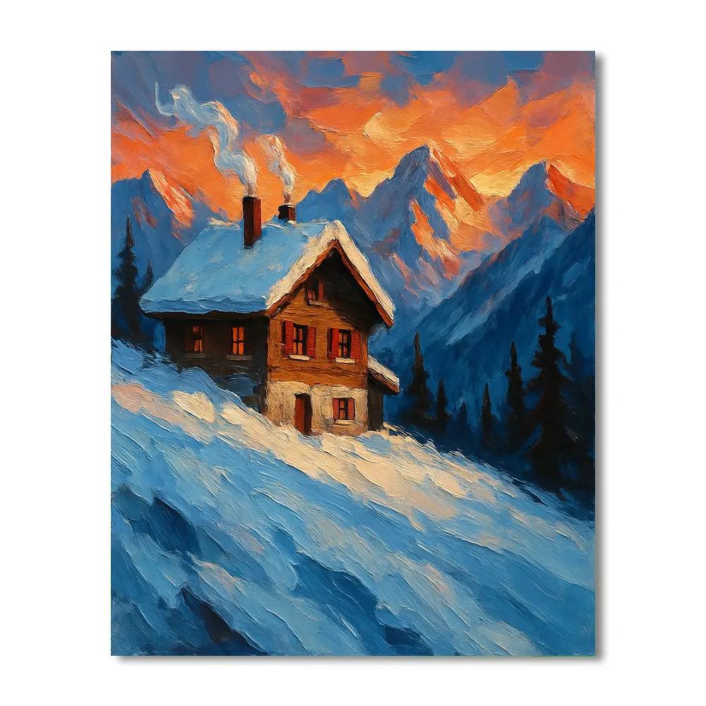 Chalet At Copper Dusk paint by number