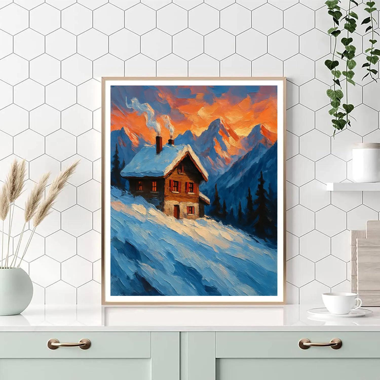 Chalet At Copper Dusk paint by number