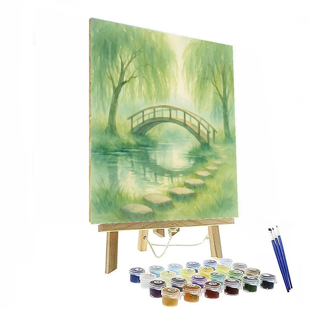 Willow Bridge At Dawn painting number kit