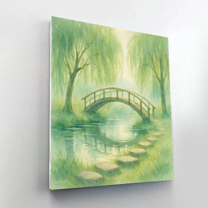 Willow Bridge At Dawn painting number kit