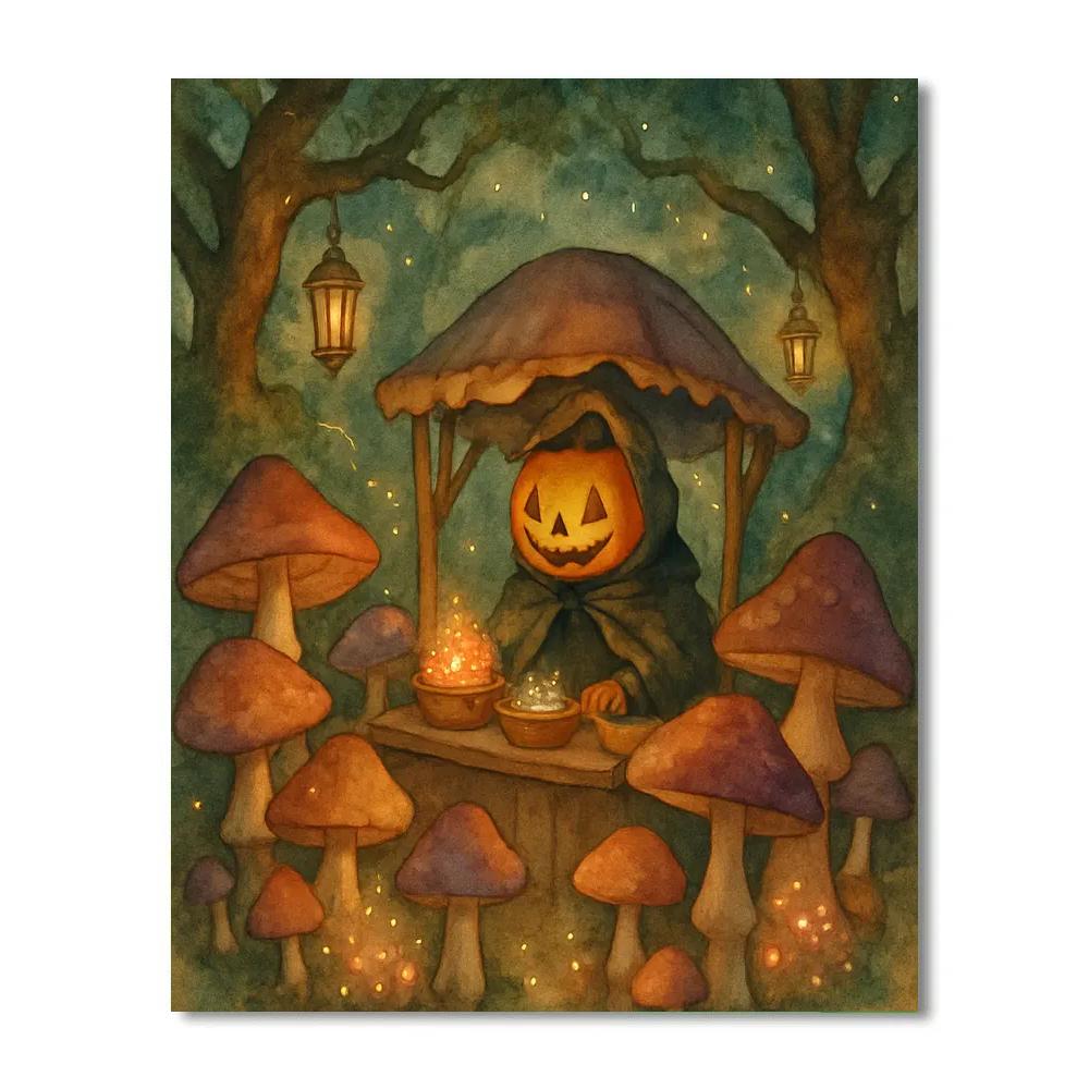 Moonlit Mushroom Market DIY paint by numbers