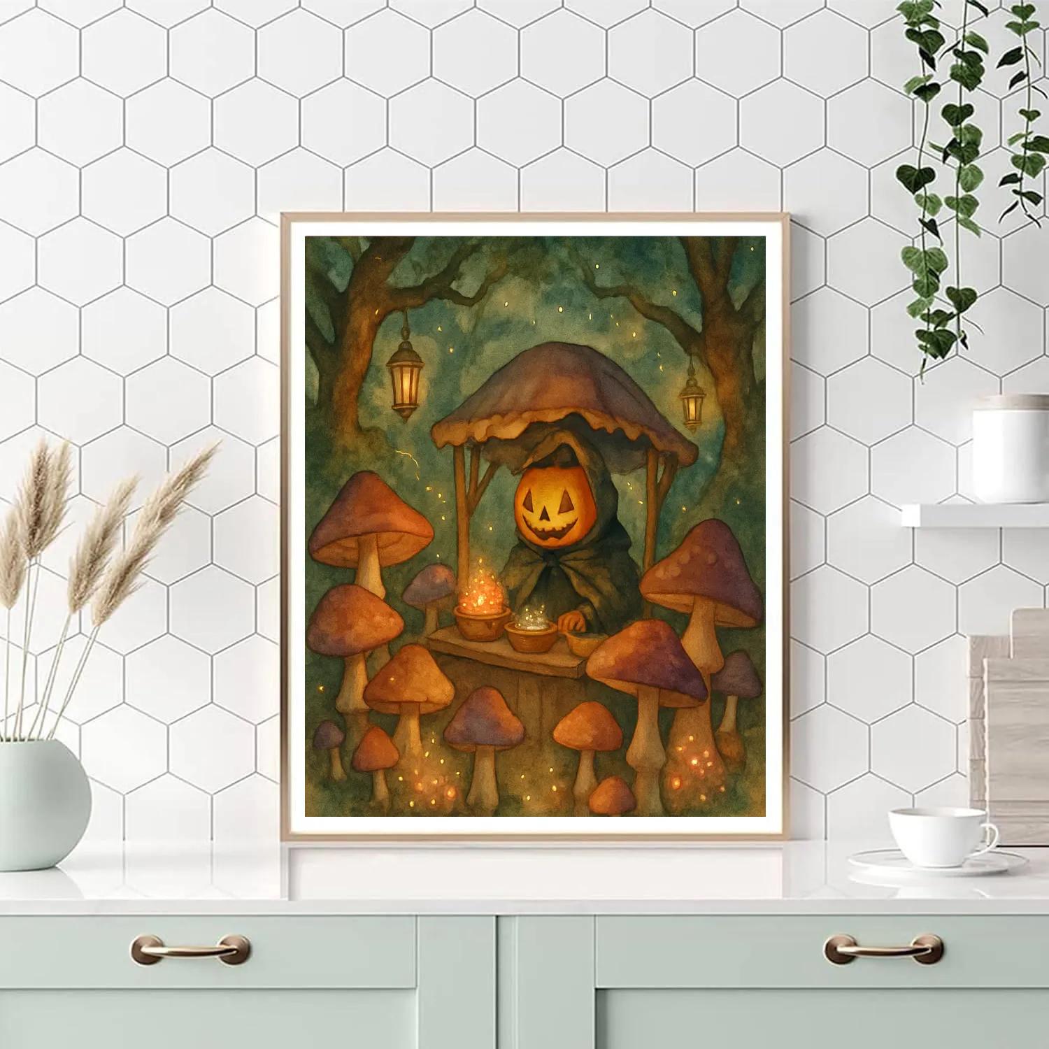 Moonlit Mushroom Market DIY paint by numbers