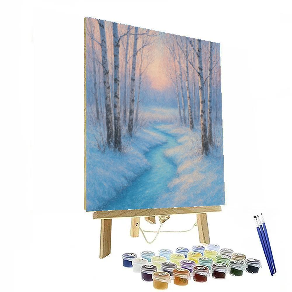 Frozen Stream Among Birches paint by color