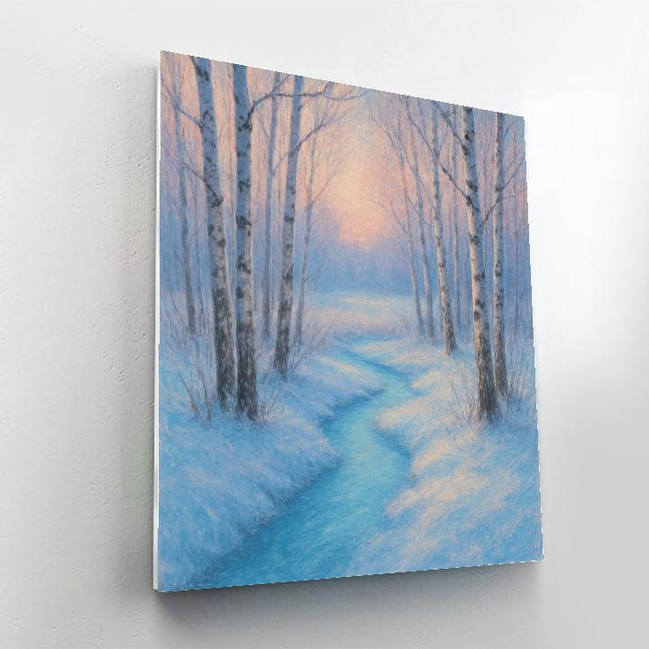 Frozen Stream Among Birches paint by color
