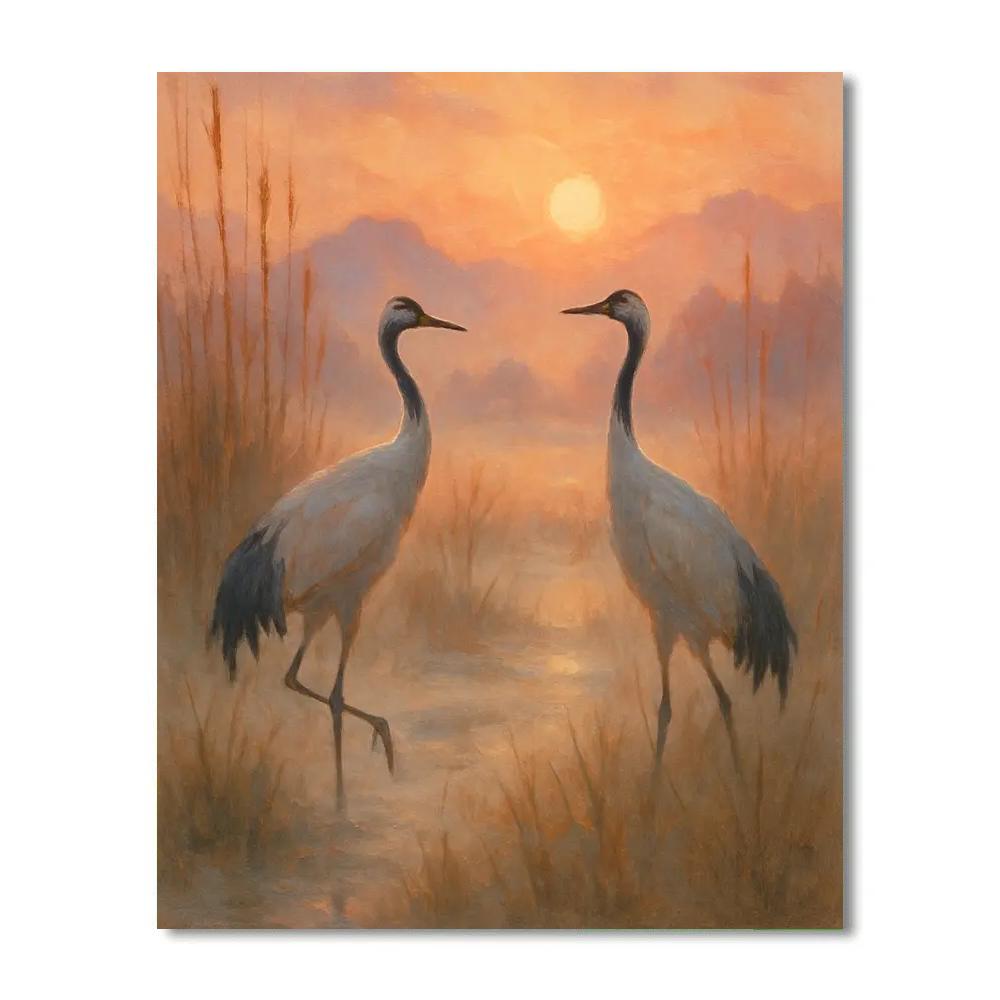 Cranes At Sunbreak Numbered painting kits