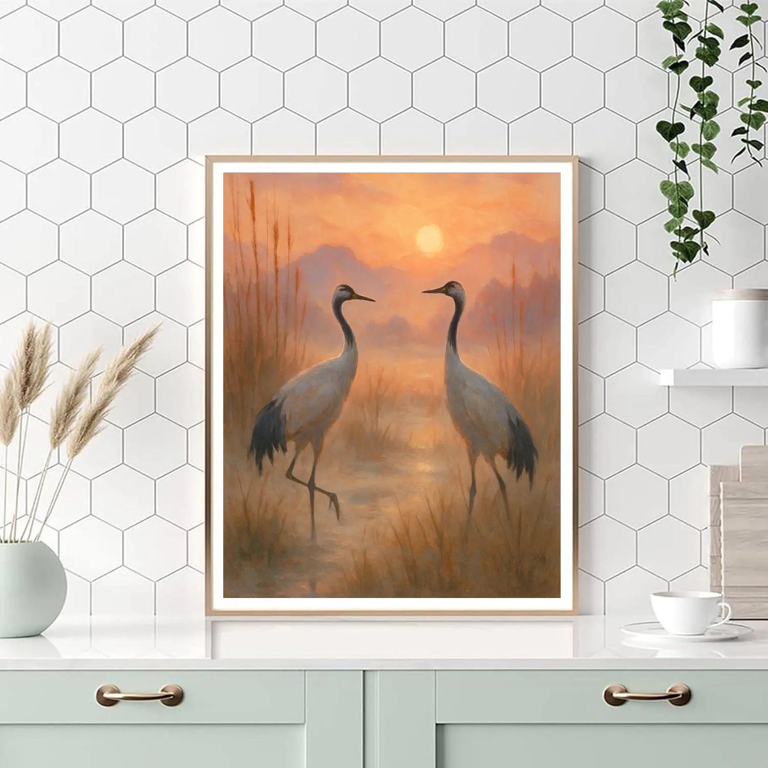 Cranes At Sunbreak Numbered painting kits