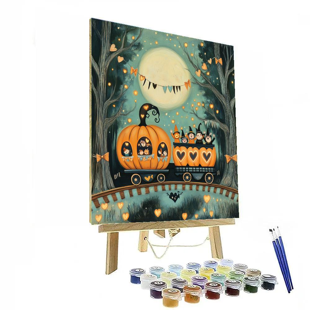 Trick Or Treat Train Through The Woods DIY paint by numbers