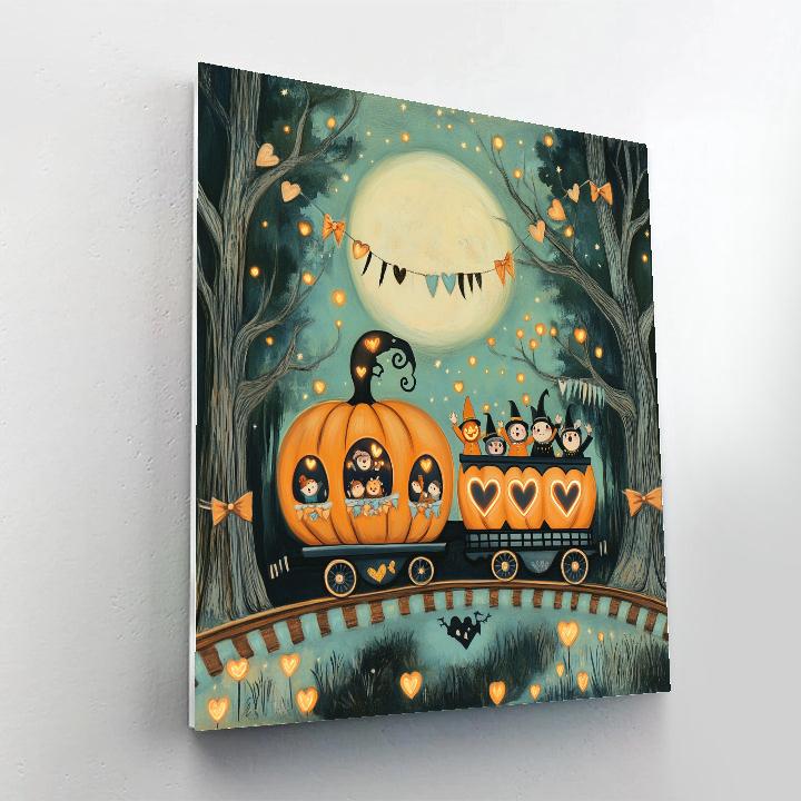 Trick Or Treat Train Through The Woods DIY paint by numbers