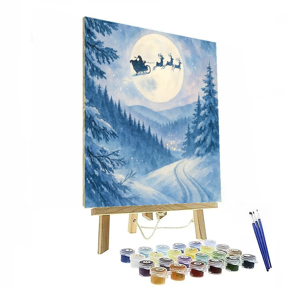 Sleigh Bells Over Pines DIY paint by numbers