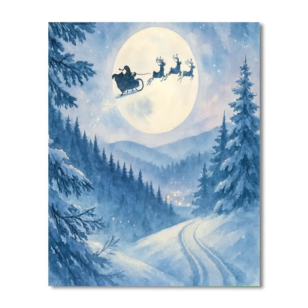 Sleigh Bells Over Pines DIY paint by numbers