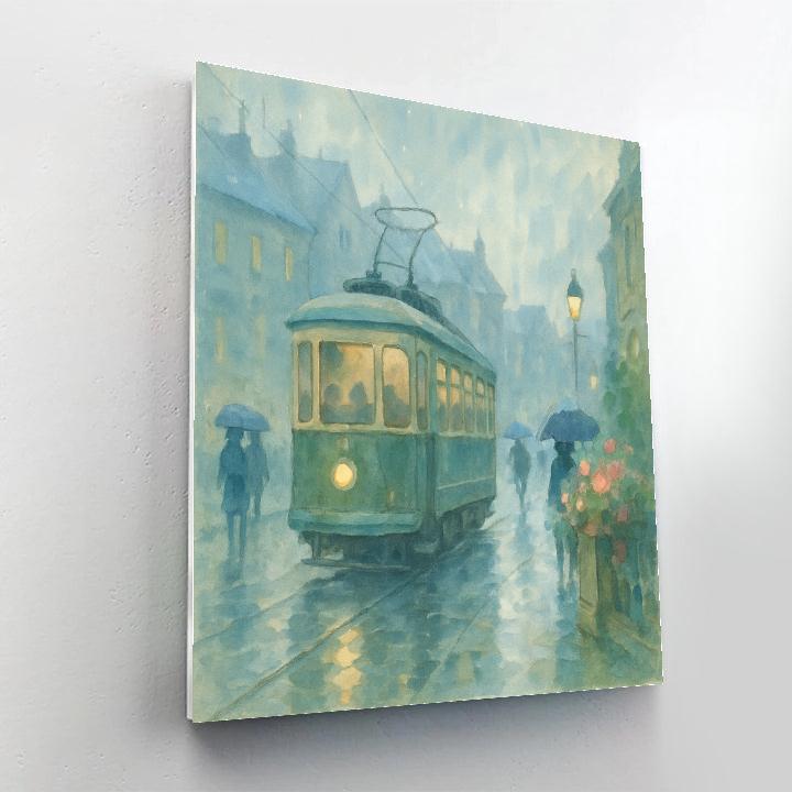 Vintage Tram On Rainy Avenue DIY paint by numbers