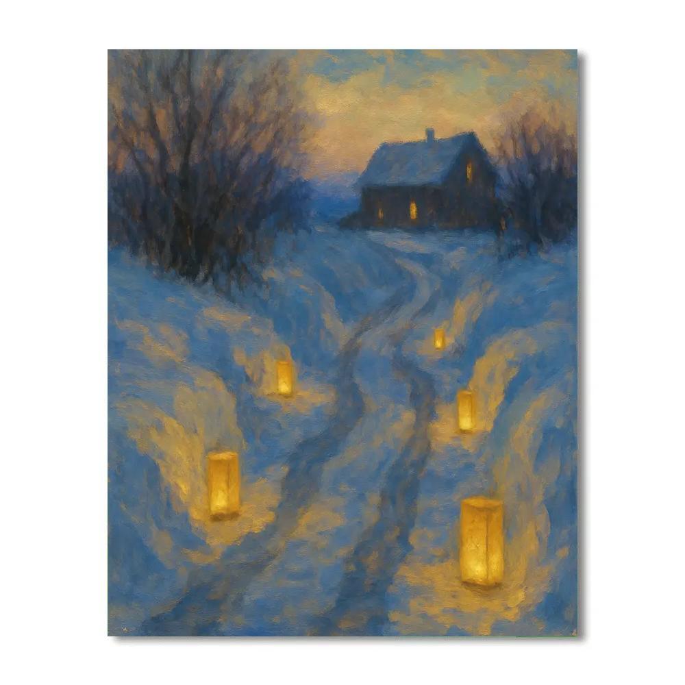 Lanterns On Snowdrift Lane DIY paint by numbers