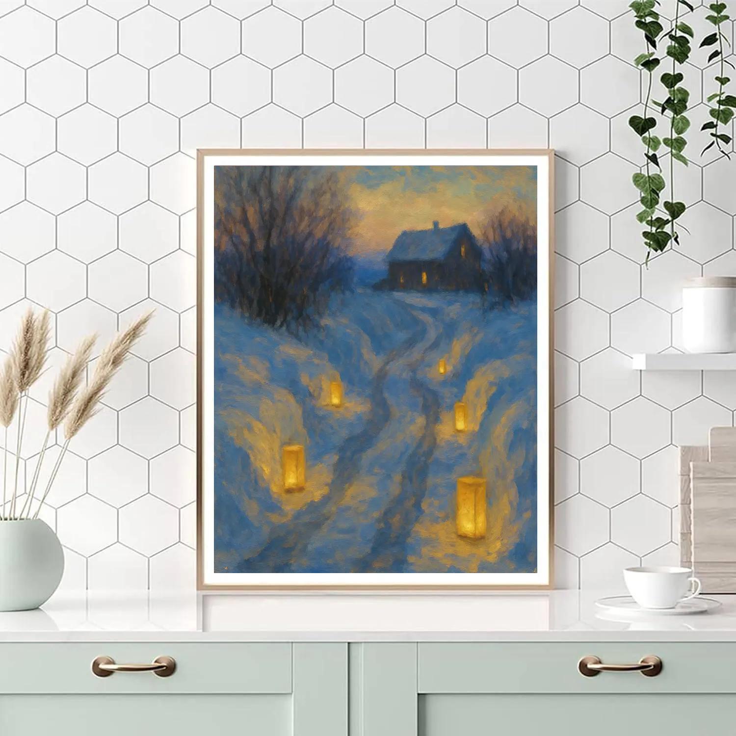 Lanterns On Snowdrift Lane DIY paint by numbers