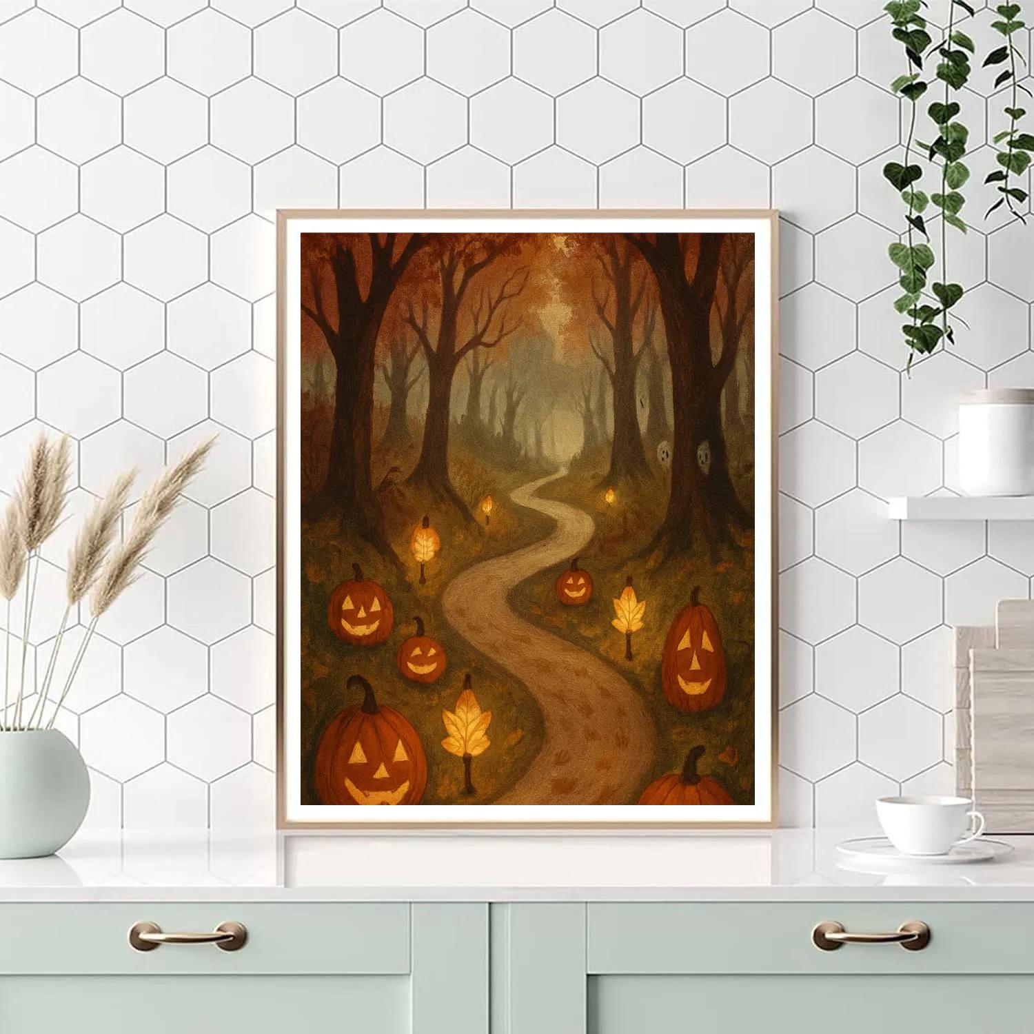 Enchanted Leaf Lantern Path Painting by numbers kit