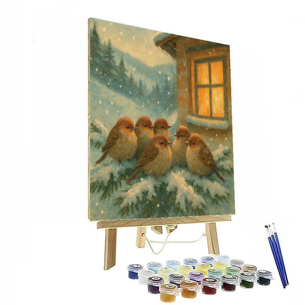 Snowy Finch Hearth Paint by numbers art