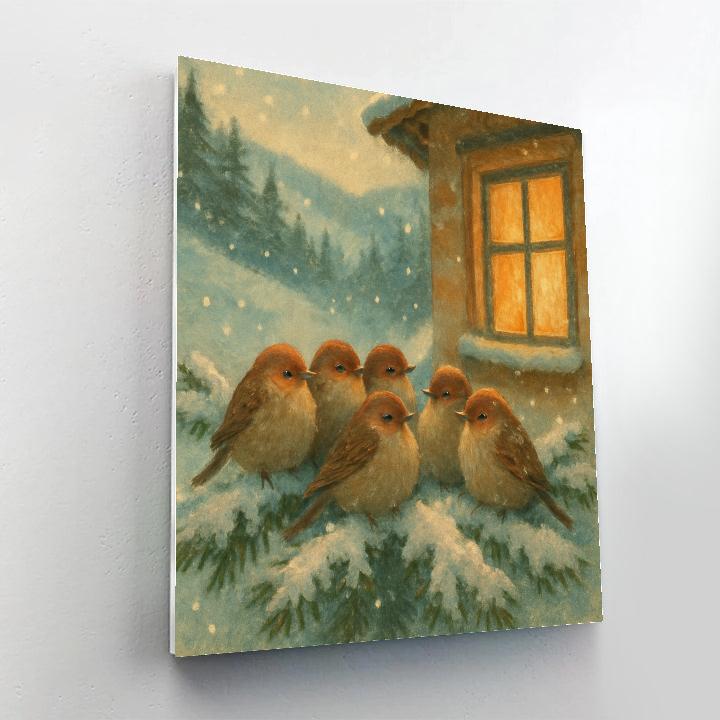 Snowy Finch Hearth Paint by numbers art