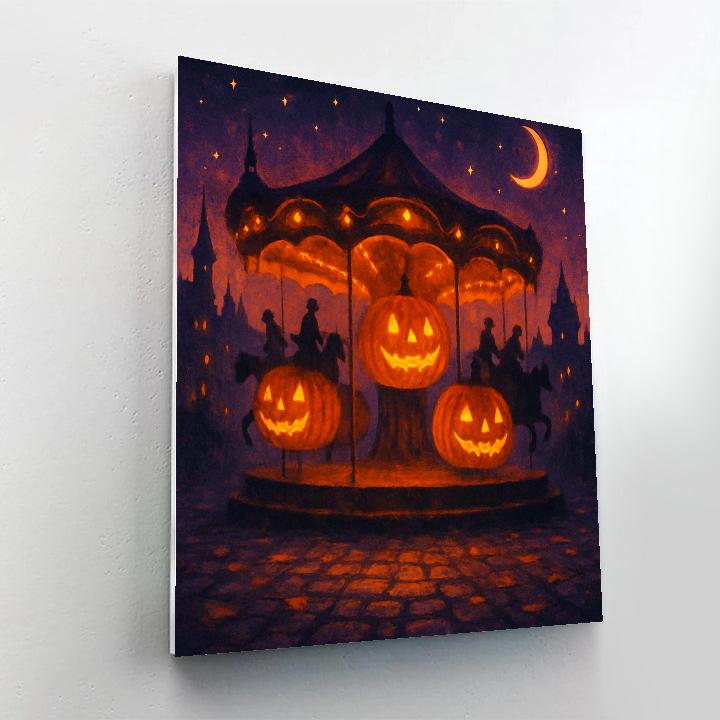 Midnight Pumpkin Carousel Number painting