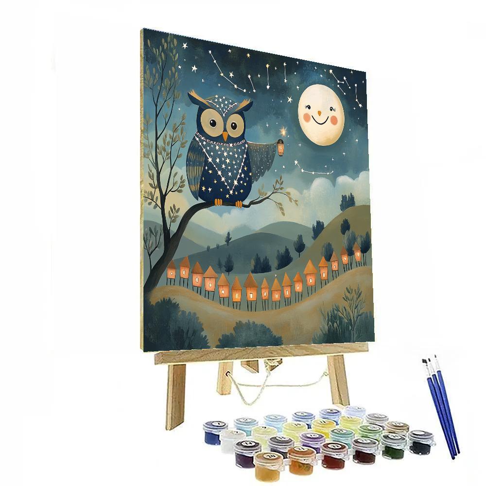 Stargazer Owl And Lantern Parade paint by number