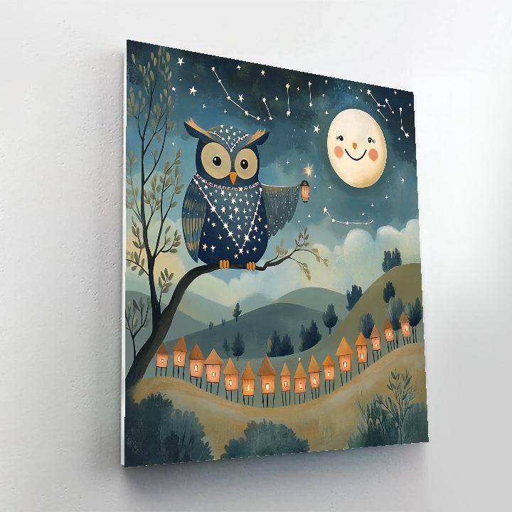 Stargazer Owl And Lantern Parade paint by number