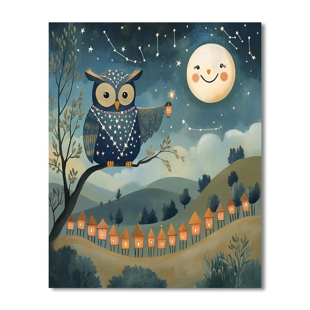 Stargazer Owl And Lantern Parade paint by number