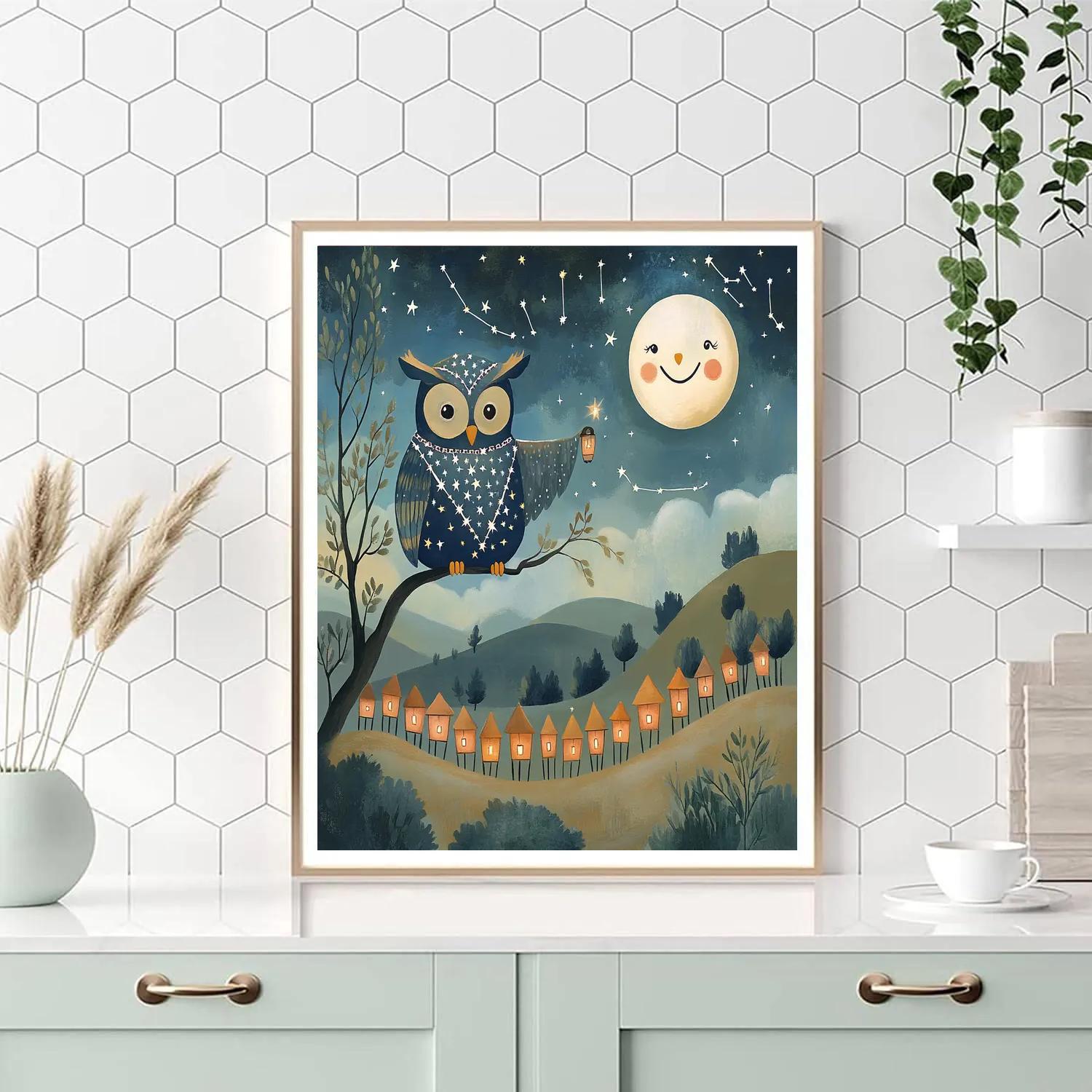 Stargazer Owl And Lantern Parade paint by number