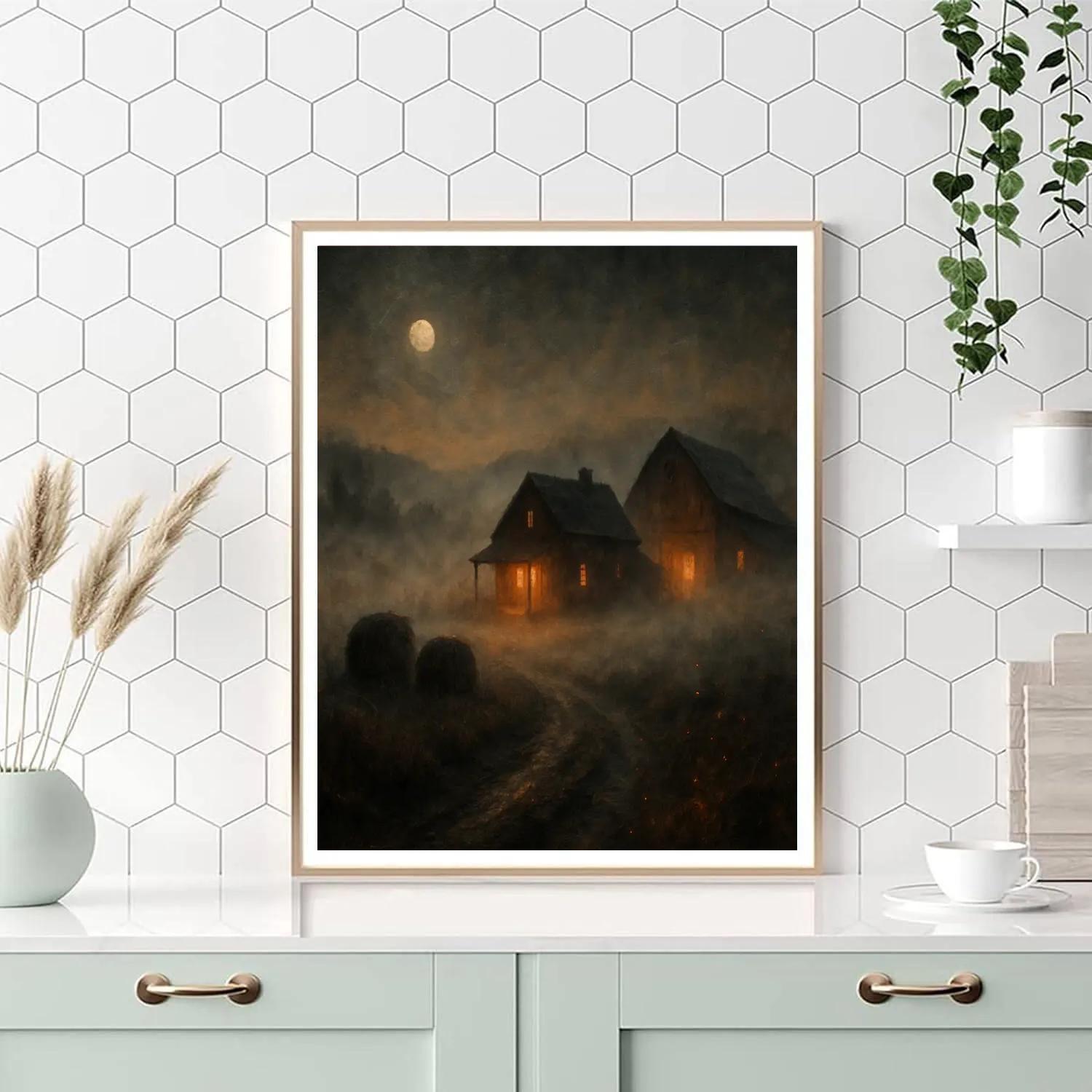 Fogbound Lantern Farmstead Number painting