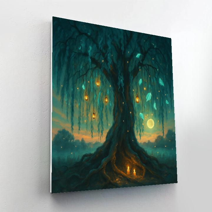 Willow Of Whispering Lanterns paint by number