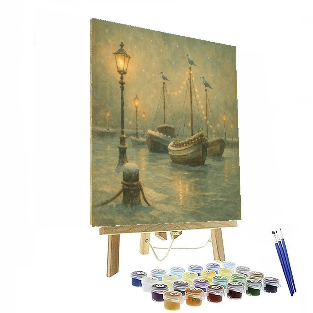 Snow Globe Harbor Number painting
