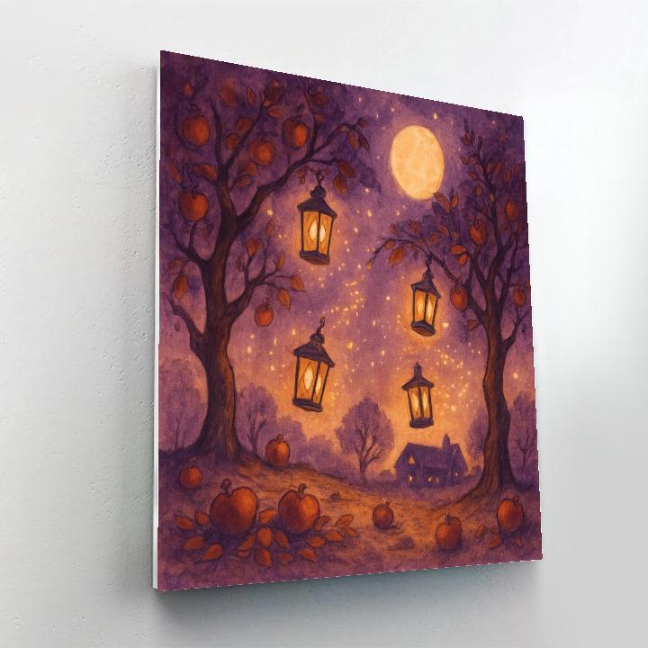 Midnight Orchard Lantern Dance Numbered painting kits